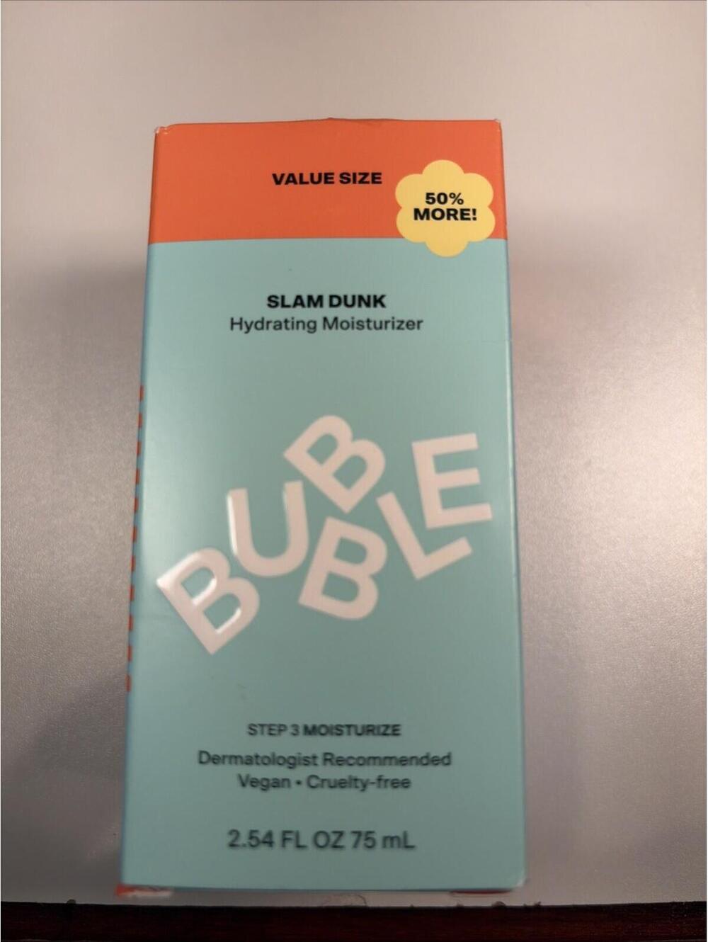 New Bubble Beauty Slam Dunk Hydrating Moisturizer, Value Size 2.54 Fl Oz